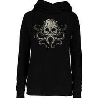 Creepy Octopus Skull Sea Monster Kraken Scuba Diver Goth Womens Funnel Neck Pullover Hood