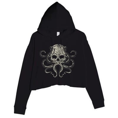 Creepy Octopus Skull Sea Monster Kraken Scuba Diver Goth Crop Fleece Hoodie