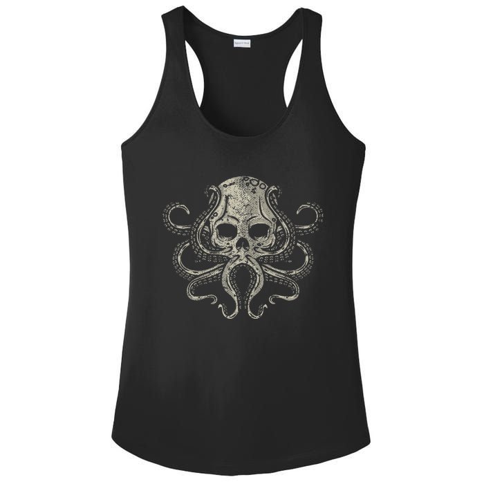 Creepy Octopus Skull Sea Monster Kraken Scuba Diver Goth Ladies PosiCharge Competitor Racerback Tank