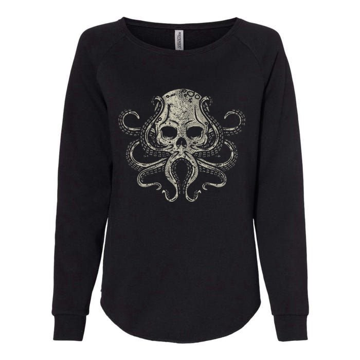 Creepy Octopus Skull Sea Monster Kraken Scuba Diver Goth Womens California Wash Sweatshirt