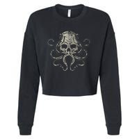 Creepy Octopus Skull Sea Monster Kraken Scuba Diver Goth Cropped Pullover Crew