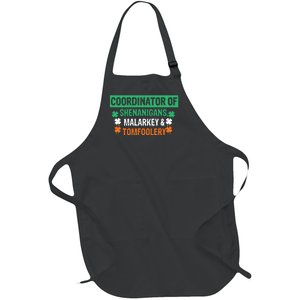 Coordinator Of Shenanigans Malarkey And Tomfoolery St Patrick Gift Full-Length Apron With Pockets