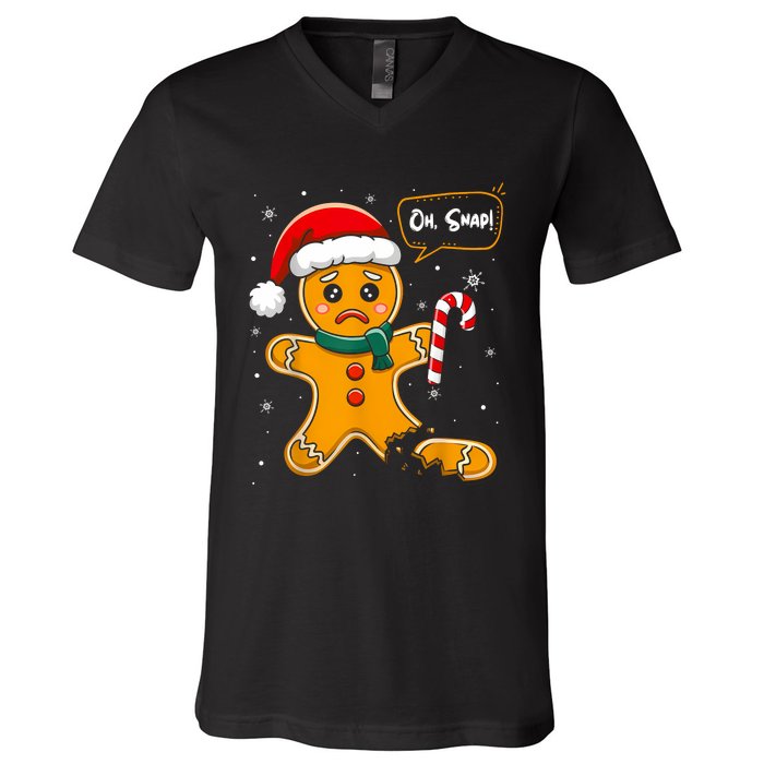 Christmas Oh Snap Gingerbread Man Cookie X Mas Pjs V-Neck T-Shirt