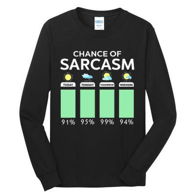 Chance Of Sarcasm Weather Forecast Sarcastic Funny Humor Tall Long Sleeve T-Shirt