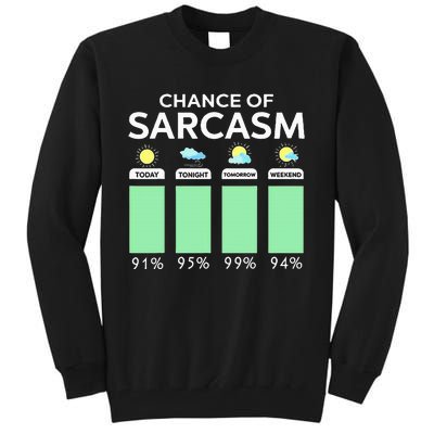 Chance Of Sarcasm Weather Forecast Sarcastic Funny Humor Tall Sweatshirt