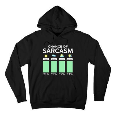 Chance Of Sarcasm Weather Forecast Sarcastic Funny Humor Tall Hoodie