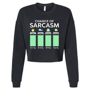 Chance Of Sarcasm Weather Forecast Sarcastic Funny Humor Cropped Pullover Crew