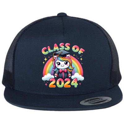 Class Of School Cute Unicorn Goodbye School Hello Summer Gift Flat Bill Trucker Hat