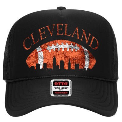 Cleveland Ohio Skyline Football Souvenir High Crown Mesh Back Trucker Hat