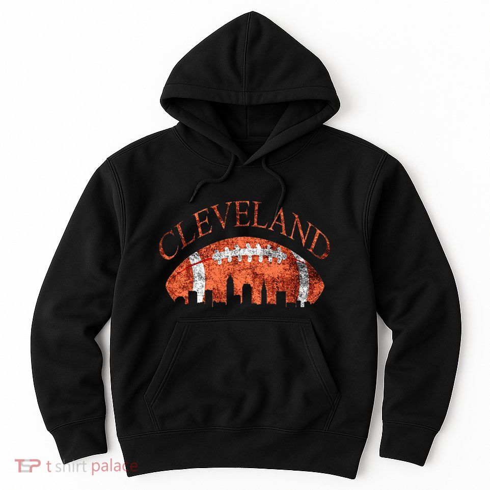 Cleveland Ohio Skyline Football Souvenir Hoodie