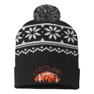 Cleveland Ohio Skyline Football Souvenir USA-Made Snowflake Beanie