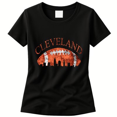 Cleveland Ohio Skyline Football Souvenir Womens T-Shirt