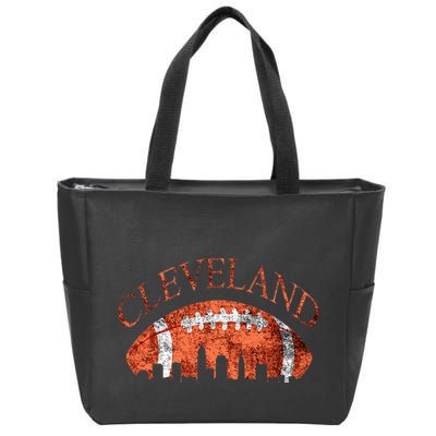 Cleveland Ohio Skyline Football Souvenir Zip Tote Bag