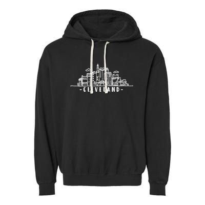 Cleveland Ohio Skyline Garment-Dyed Fleece Hoodie