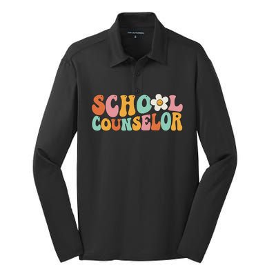 Counseling Office School Guidance Groovy Back To School Silk Touch Performance Long Sleeve Polo