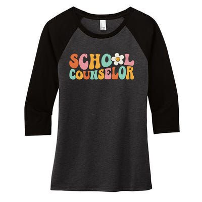 Counseling Office School Guidance Groovy Back To School Women's Tri-Blend 3/4-Sleeve Raglan Shirt