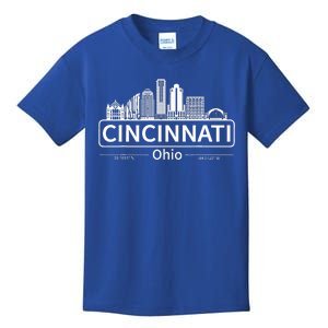 Cincinnati Ohio Skyline Travel To Cincinnati Kids T-Shirt