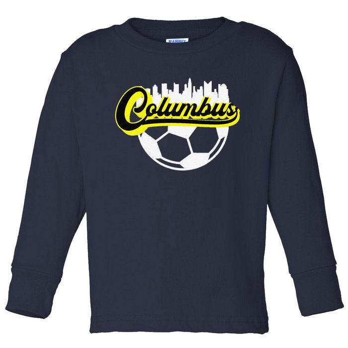 Columbus Ohio Soccer Apparel City Skyline Futbol Toddler Long Sleeve Shirt