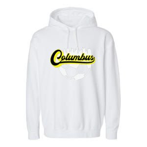 Columbus Ohio Soccer Apparel City Skyline Futbol Garment-Dyed Fleece Hoodie