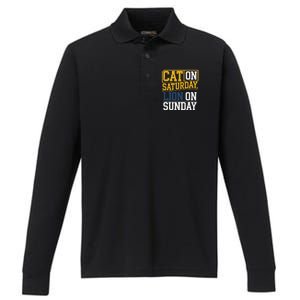 Cat On Saturday Lion On Sunday Funny Gag Performance Long Sleeve Polo