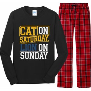 Cat On Saturday Lion On Sunday Funny Gag Long Sleeve Pajama Set