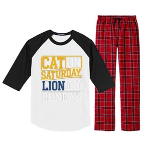 Cat On Saturday Lion On Sunday Funny Gag Raglan Sleeve Pajama Set