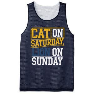 Cat On Saturday Lion On Sunday Funny Gag Mesh Reversible Basketball Jersey Tank