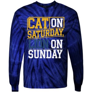 Cat On Saturday Lion On Sunday Funny Gag Tie-Dye Long Sleeve Shirt