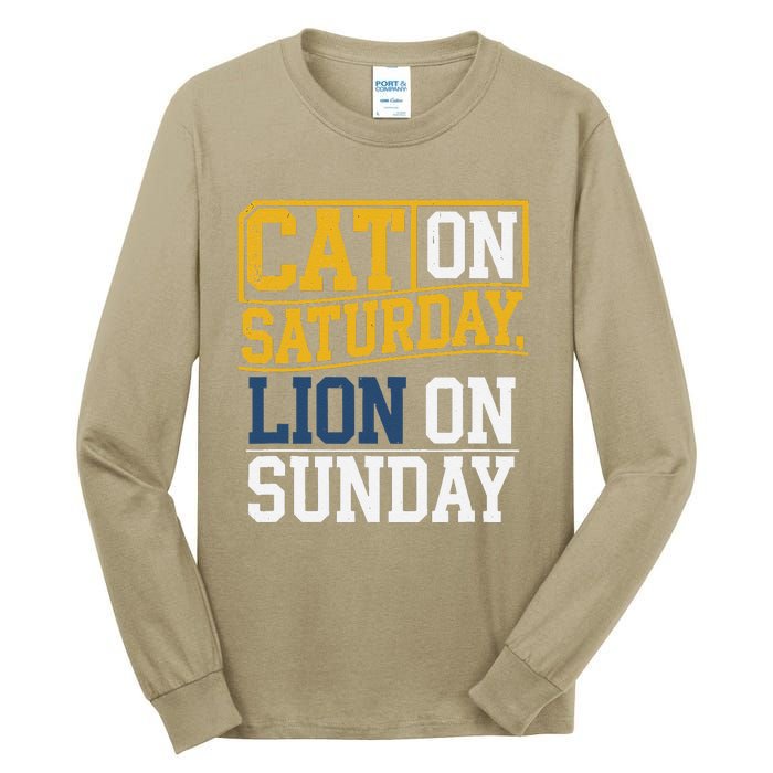 Cat On Saturday Lion On Sunday Funny Gag Tall Long Sleeve T-Shirt