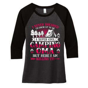 Camping Oma Supper Cool Oma Summer Holiday Women's Tri-Blend 3/4-Sleeve Raglan Shirt