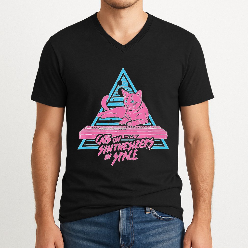 Cats On Synthesizers In Space Cat Owner V-Neck T-Shirt