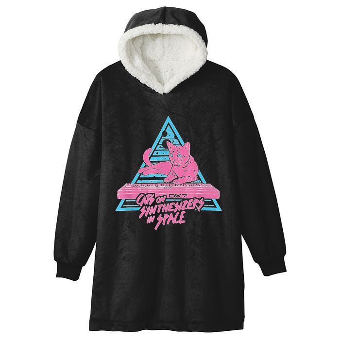 Cats On Synthesizers In Space Cat Owner Hooded Wearable Blanket