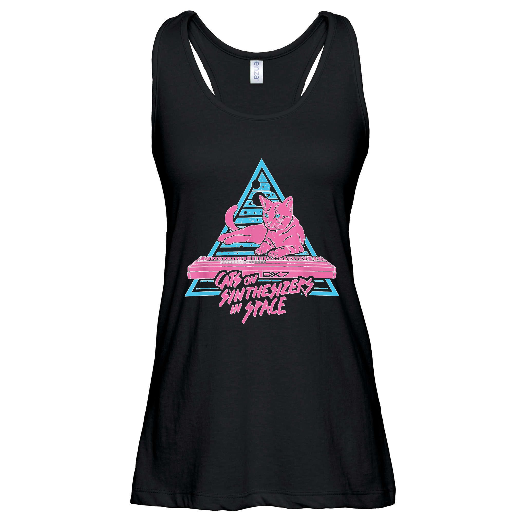 Cats On Synthesizers In Space Cat Owner Ladies Essential Flowy Tank