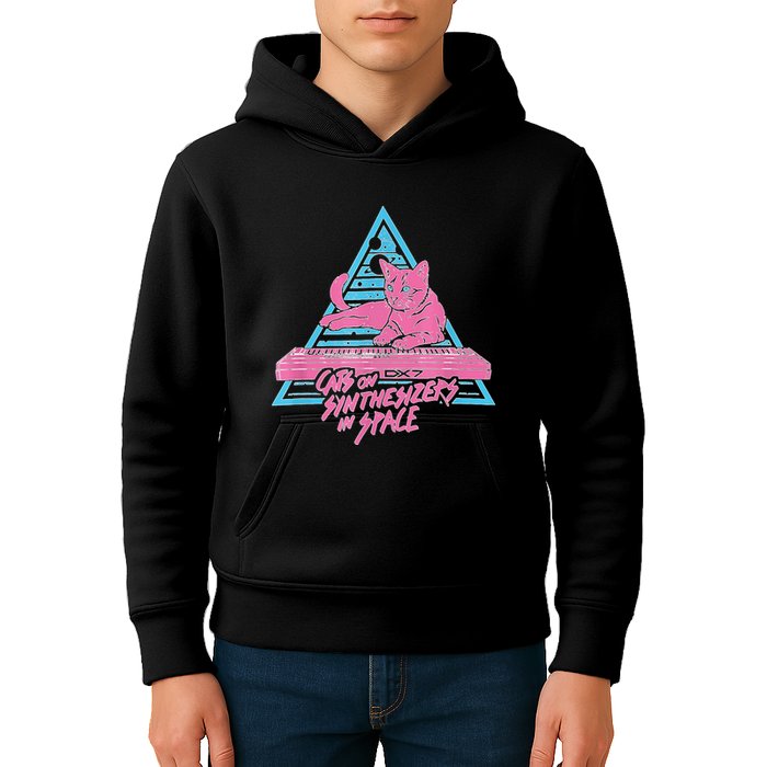 Cats On Synthesizers In Space Cat Owner Kids Hoodie