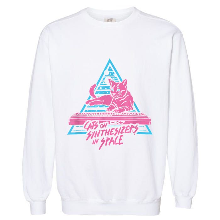 Cats On Synthesizers In Space Cat Owner Garment-Dyed Sweatshirt