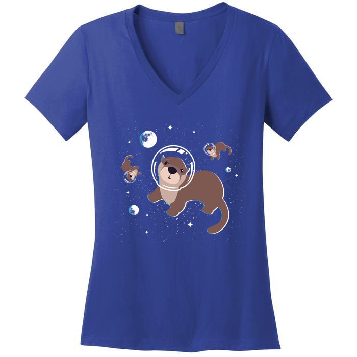 Cool Otter Space Gift Women's V-Neck T-Shirt