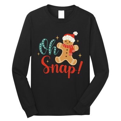 Christmas Oh Snap Gingerbread Santa Hat Funny Xmas Gift Long Sleeve Shirt