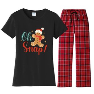 Christmas Oh Snap Gingerbread Santa Hat Funny Xmas Gift Women's Flannel Pajama Set