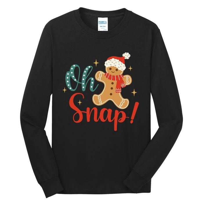 Christmas Oh Snap Gingerbread Santa Hat Funny Xmas Gift Tall Long Sleeve T-Shirt