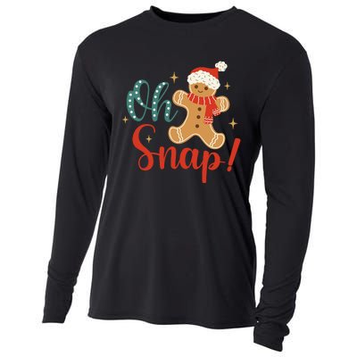 Christmas Oh Snap Gingerbread Santa Hat Funny Xmas Gift Cooling Performance Long Sleeve Crew