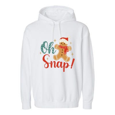 Christmas Oh Snap Gingerbread Santa Hat Funny Xmas Gift Garment-Dyed Fleece Hoodie