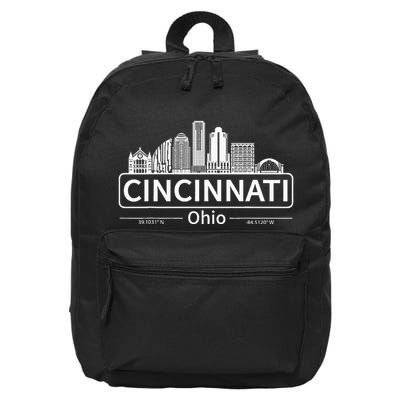 Cincinnati Ohio Skyline Travel To Cincinnati 16 in Basic Backpack