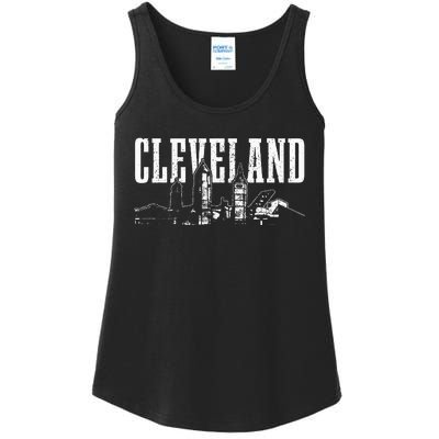 Cleveland Ohio Skyline Pride Vintage Cleveland Ladies Essential Tank