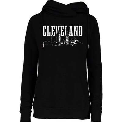 Cleveland Ohio Skyline Pride Vintage Cleveland Womens Funnel Neck Pullover Hood