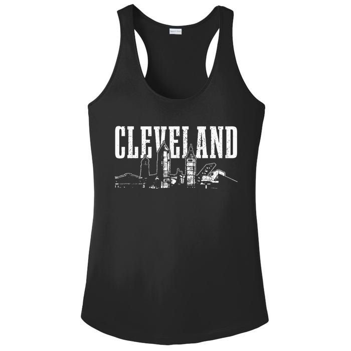 Cleveland Ohio Skyline Pride Vintage Cleveland Ladies PosiCharge Competitor Racerback Tank