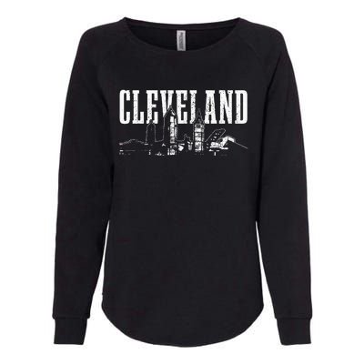 Cleveland Ohio Skyline Pride Vintage Cleveland Womens California Wash Sweatshirt