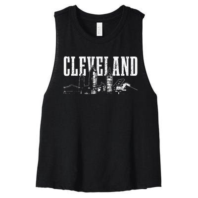 Cleveland Ohio Skyline Pride Vintage Cleveland Women's Racerback Cropped Tank