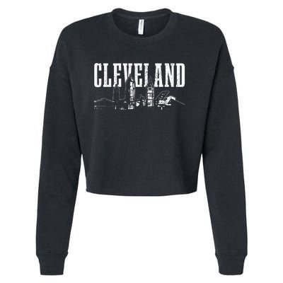 Cleveland Ohio Skyline Pride Vintage Cleveland Cropped Pullover Crew