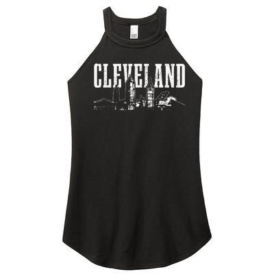 Cleveland Ohio Skyline Pride Vintage Cleveland Women's Perfect Tri Rocker Tank