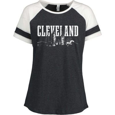 Cleveland Ohio Skyline Pride Vintage Cleveland Enza Ladies Jersey Colorblock Tee